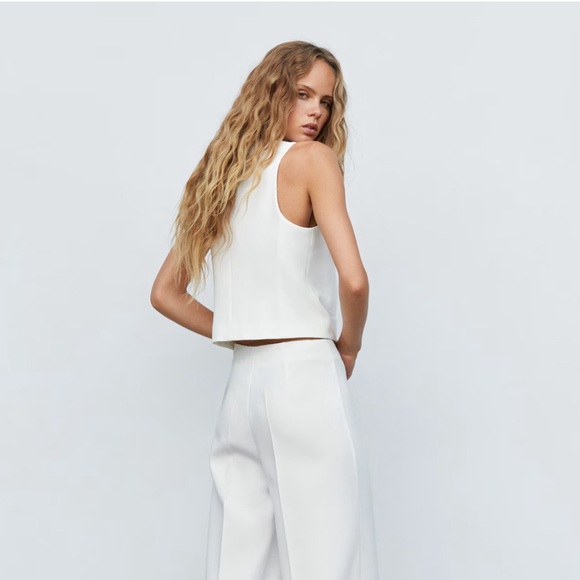 Women's White Vest Mango NET sz S - Picture 2 of 9